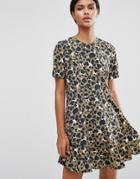 Asos Drop Waist Dress In Animal Print - Multi