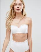 Asos Mix And Match Crochet Longline Bandeau Bikini Top - White