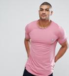 Le Breve Tall Longline Raw Edge T-shirt - Pink