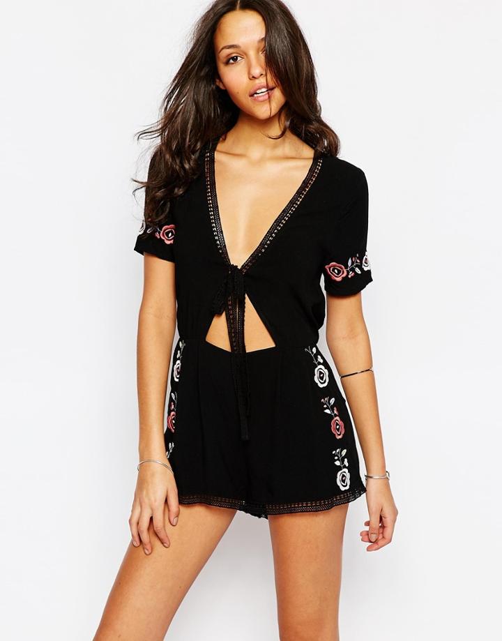 Somedays Lovin Embroidered Romper - Black