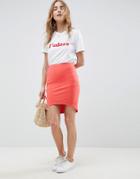 Asos Design Mini Skirt With High Low Hem - Orange