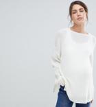Asos Design Maternity Nursing Sweater With Lace V Back - Cream