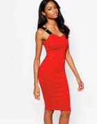 Ax Paris Midi Dress With Elasticated Strap - Red