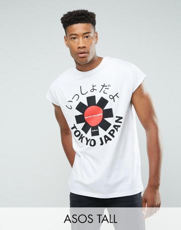 Asos Tall Red Hot Chilli Peppers Oversized Sleeveless Band T-shirt - White