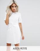 Asos Petite Mini Skater Dress With Twist Front - White