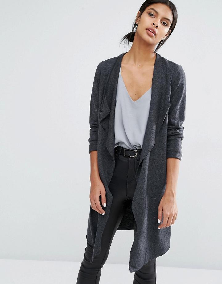 Y.a.s Evita Long Wool Cardigan - Gray