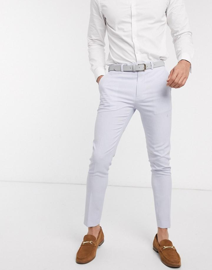 Asos Design Wedding Super Skinny Suit Pants In Lilac Crosshatch-purple