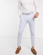 Asos Design Wedding Super Skinny Suit Pants In Lilac Crosshatch-purple