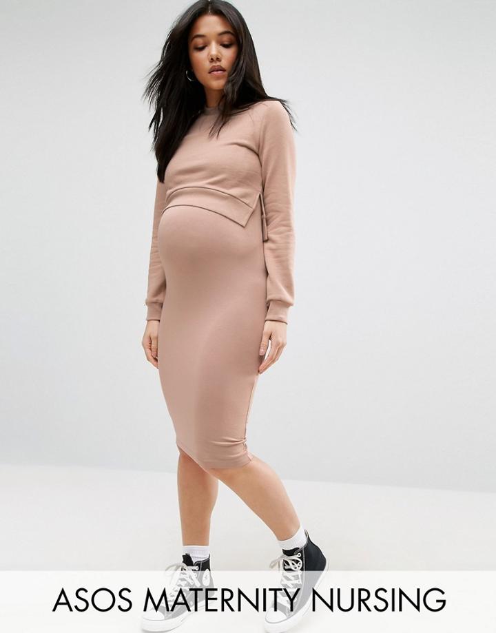 Asos Maternity Nursing Double Layer Sweat Dress - Pink