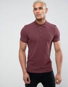 Asos Muscle Fit Polo In Pique In Red - Red