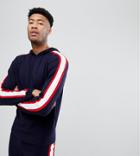 Asos Tall Knitted Co-ord Hoodie With Side Stripe In Navy - Navy