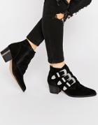 Asos Ryder Suede Buckle Ankle Boots - Black
