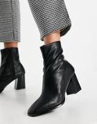 Raid Freya Heeled Ankle Boots In Black Faux Leather