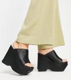 Raid Wide Fit Ferris Platform Heel Mules In Black Satin