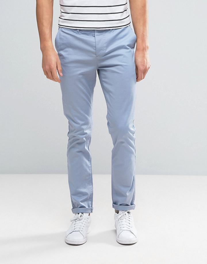 Asos Slim Chinos In Pale Blue - Blue