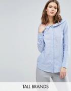 Y.a.s Tall Spring Bardot Pinstripe Shirt - Blue