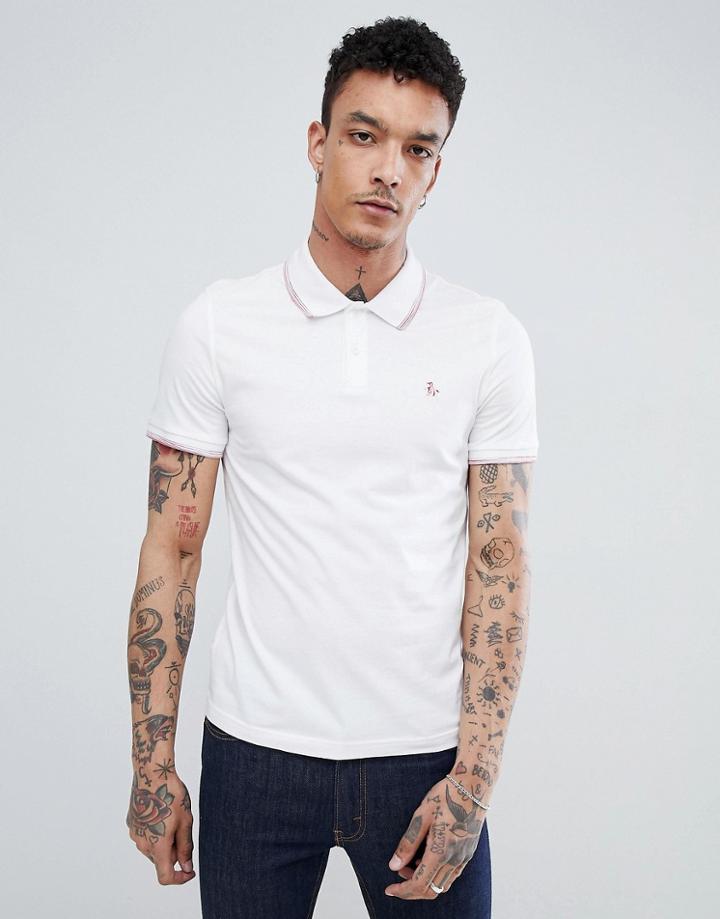 Original Penguin Space Dye Tipping Polo Slim Fit Embroidered Logo In White - White