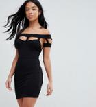Asos Petite Bodycon Dress With Caging Detail - Black
