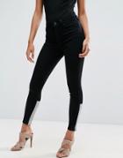 Asos Ridley Skinny Jeans With Foil Hem Panel - Black