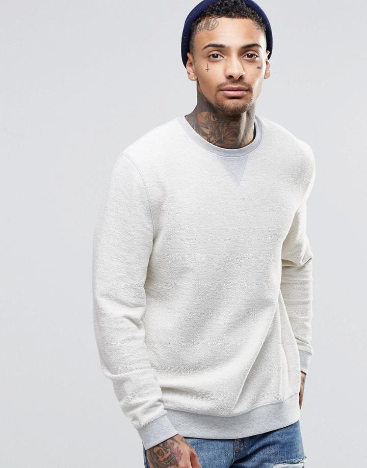 Asos Sweatshirt In Reverse Loopback - Gery Marl