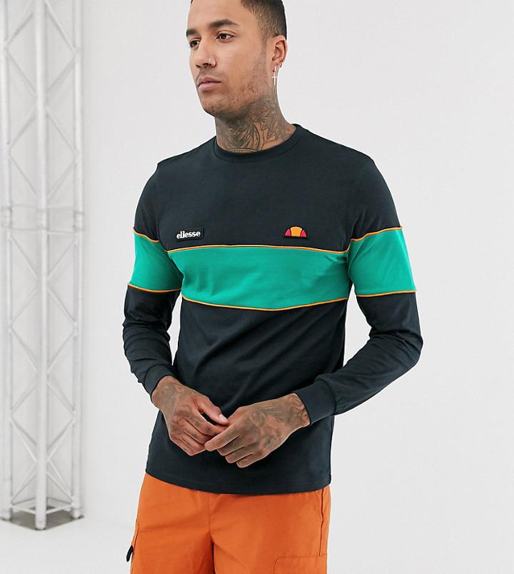 Ellesse Lamela Long Sleeve Top With Stripe In Black Exclusive At Asos