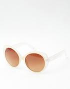 Asos Round Sunglasses In Composite Frame - Nude