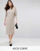 Asos Curve Eco Knitted Dress In Super Soft Yarn - Beige