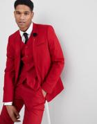 Asos Design Skinny Suit Jacket In Scarlet Red - Red