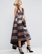 Asos White Metallic Stripe Maxi Dress - Multi