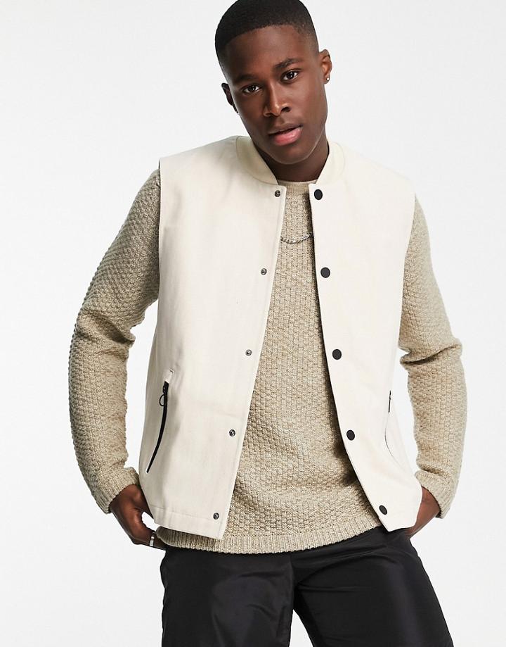 River Island Studio Wool Vest In Ecru-white