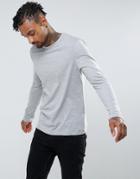Asos Design Long Sleeve T-shirt With Crew Neck In Gray