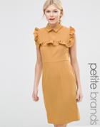 Alter Petite Pencil Dress With Frill Bib - Yellow