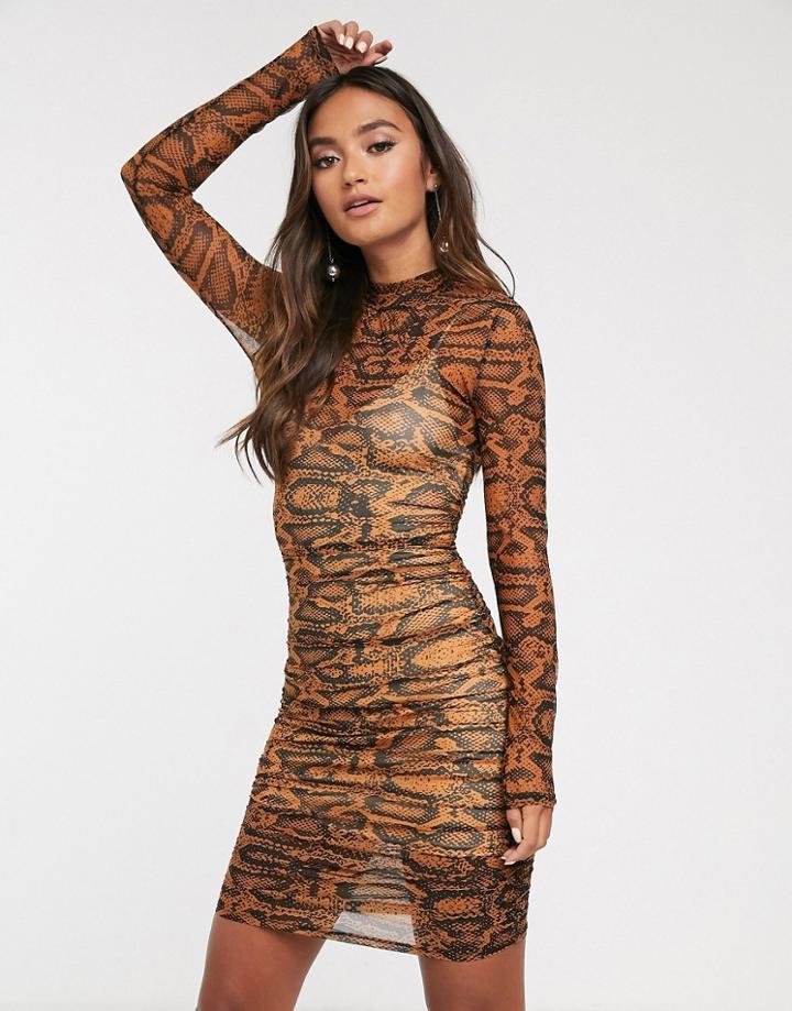 Finders Keepers Bel Air Bodycon Mini Dress In Snake-beige