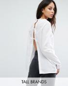 Noisy May Tall Shirt With Open Bow Back Detail - White