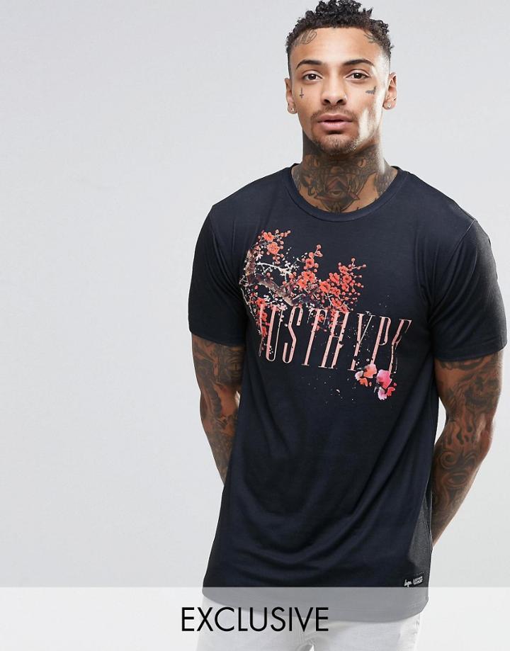 Hype T-shirt With Floral Logo Print - Black