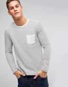 Selected Homme Long Sleeve Top In Textured Stripe With Contrast Pocket