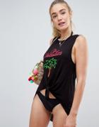 Asos Design 'on Vacation' Knot Front Jersey Beach Cover Up - Multi