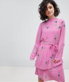 Vero Moda Floral Tie Shift Dress - Pink