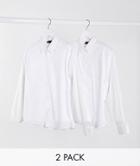 Asos Design 2 Pack Stretch Slim Fit Shirt-white