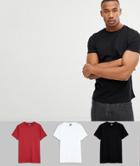 Asos Design Organic T-shirt With Crew Neck 3 Pack Save - Multi