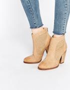Call It Spring Rasen Perforated Heeled Ankle Boots - Nude