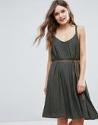 B.young Summer Dress With Belt Detail - Green