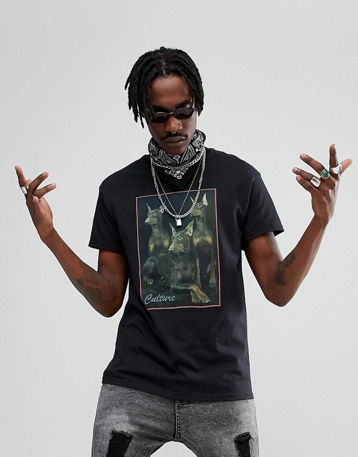 Migos Dog T-shirt In Black - Black