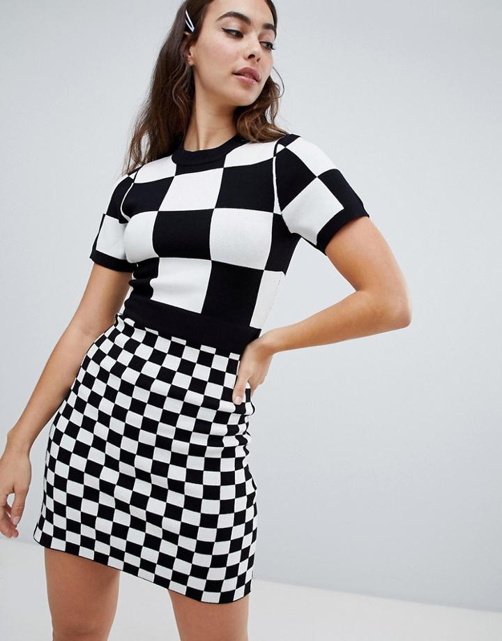 Asos Design Dress In Checkerboard-multi