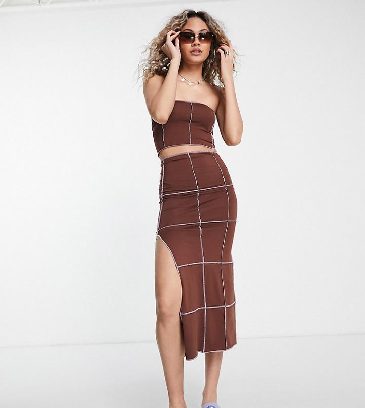 Collusion Exposed Seam Maxi Skirt In Brown - Part Of A Set