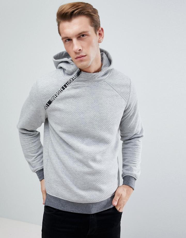 Jack & Jones Core Hoodie With Side Neck Zip - Gray