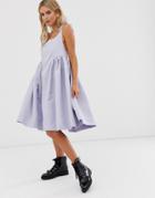 Sister Jane Mini Cami Dress With Tie Shoulders And Volume Skirt-blue