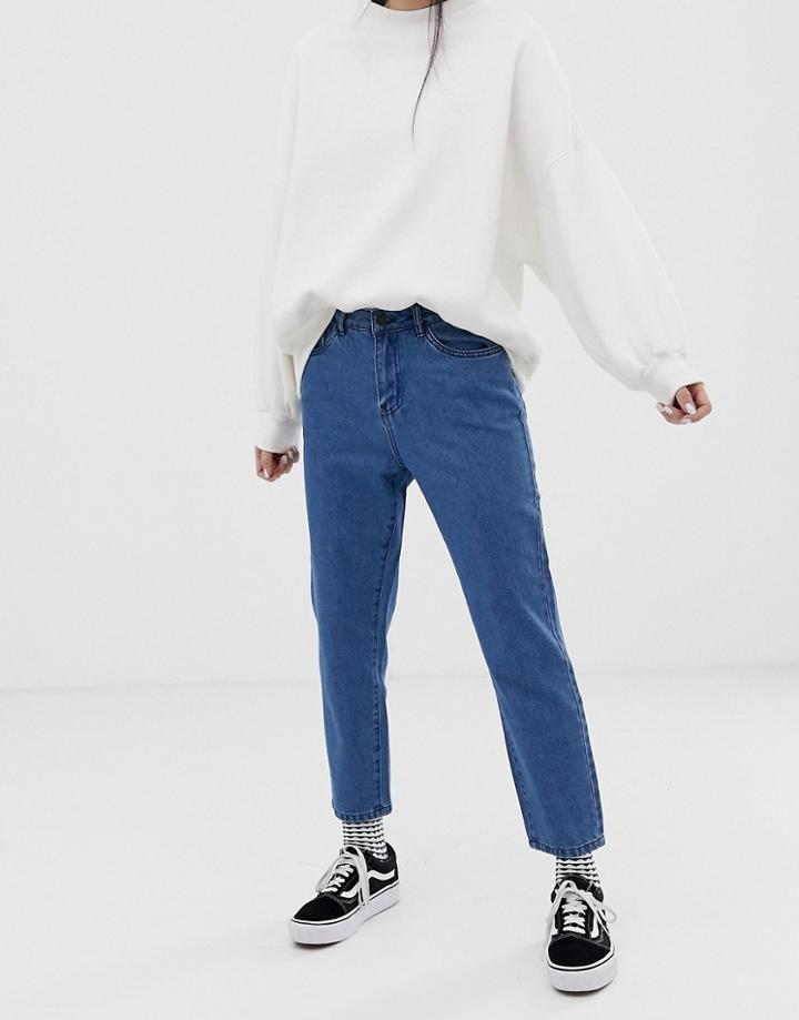 Noisy May Straight Leg Jean In Mid Wash Blue - Blue