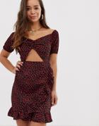 Boohoo Mini Dress With Cut Out Detail In Heart Print - Multi