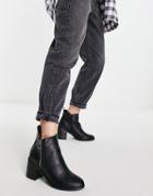 Office Agent Casual Side Zip Block Heel Boots In Black